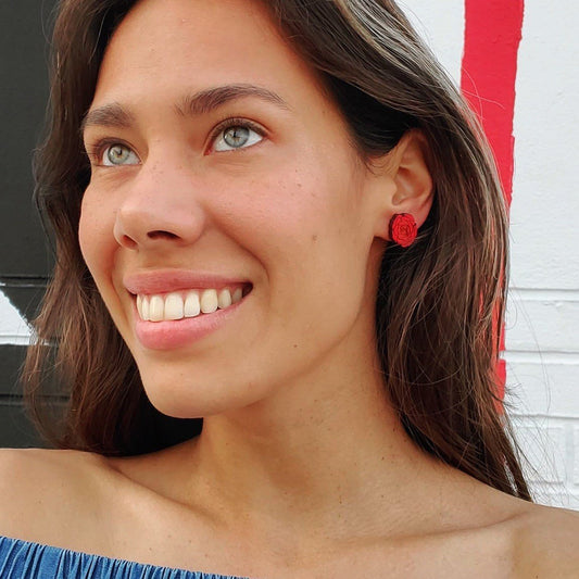 Red Rose Studs