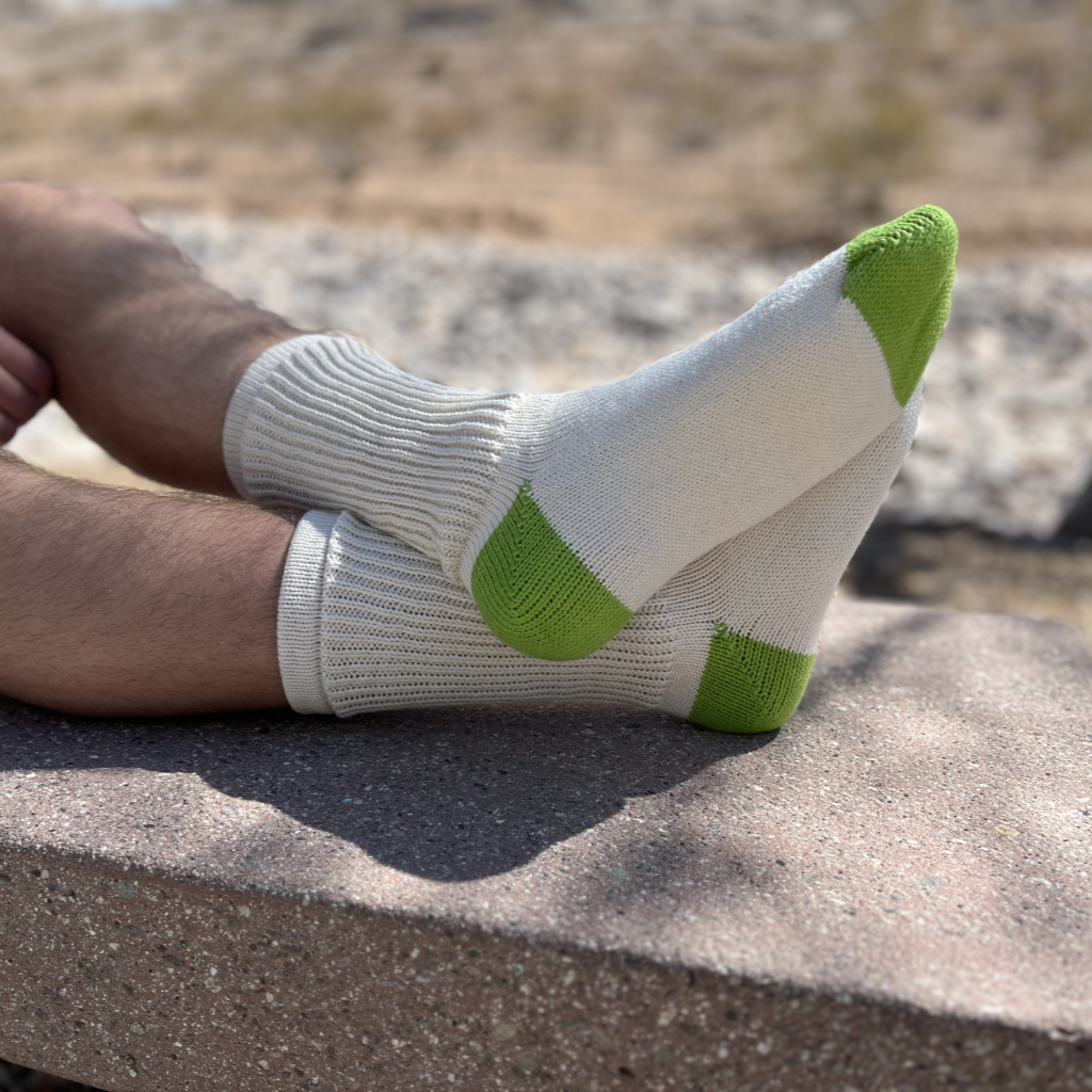 Men's 100% Cotton Regular Crew Socks Natural Color Solid