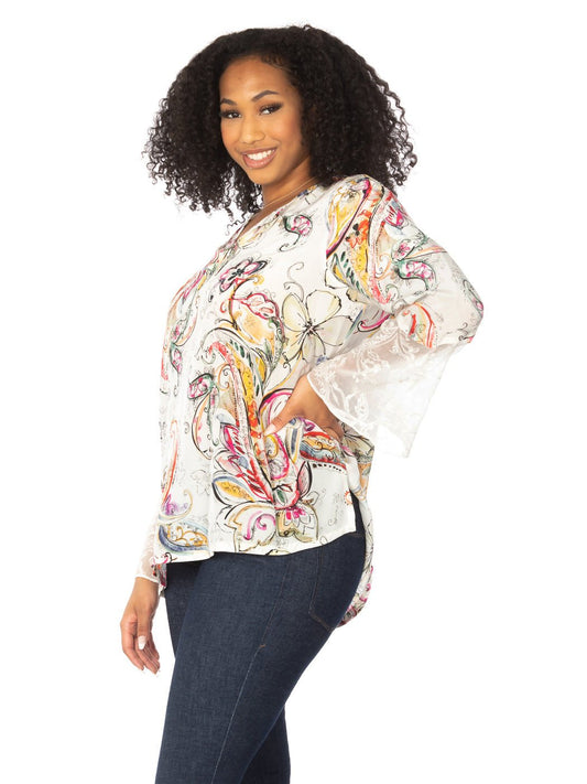 Tianello "Haisley" Print Washable Silk "Emma" Blouse