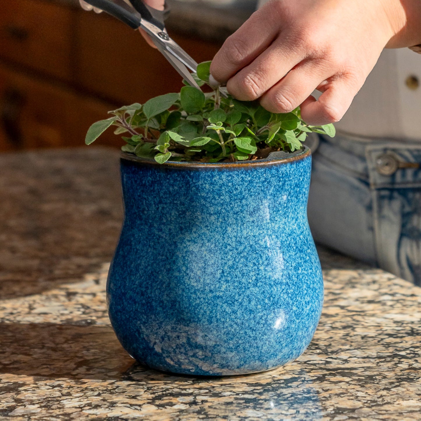 River Blue Plant Pot