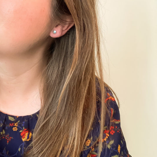Silver Aquamarine Stud Earrings