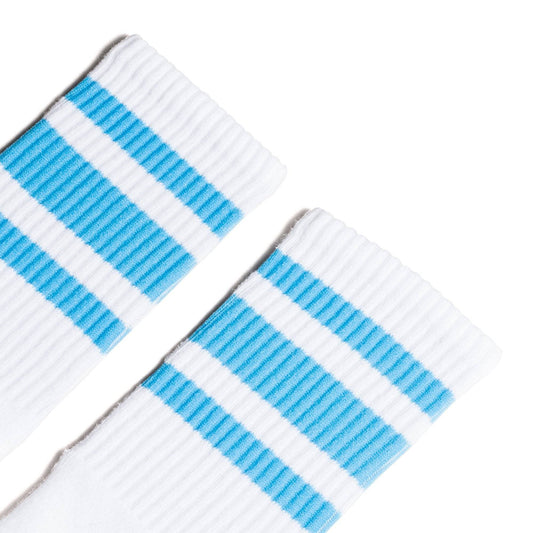 Carolina Blue Striped Socks | White