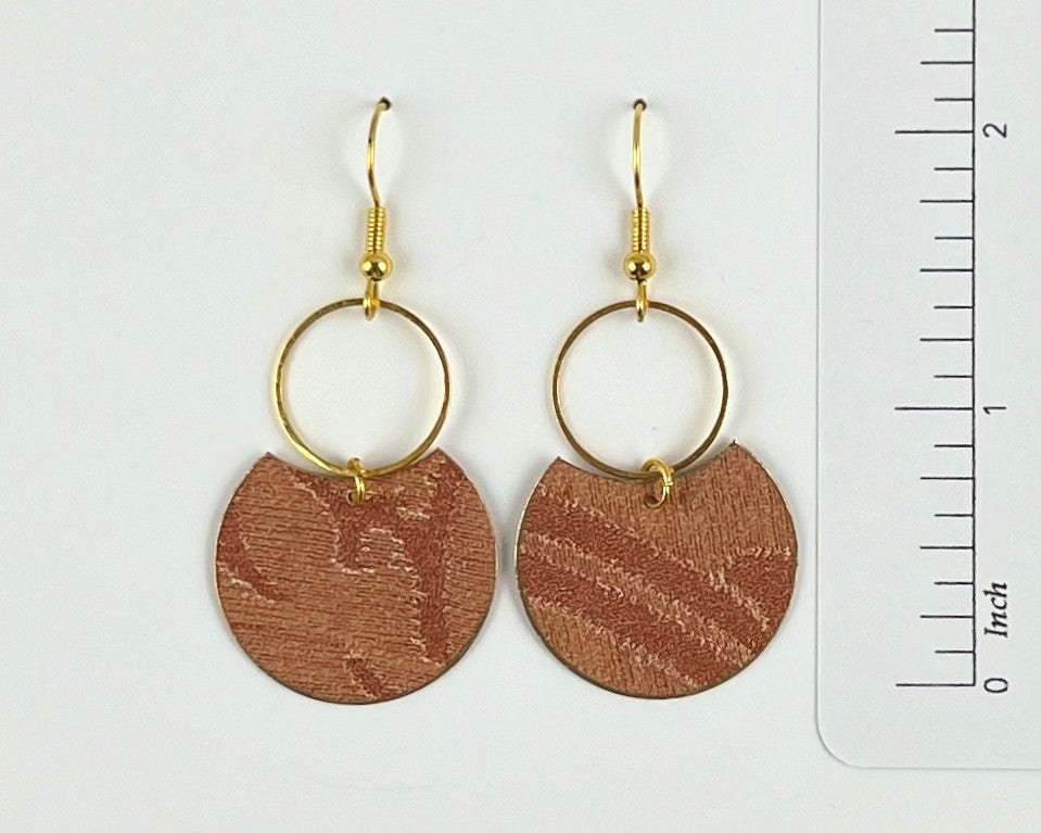 Cinnamon Red Crescent Dangles with Gold Hoops