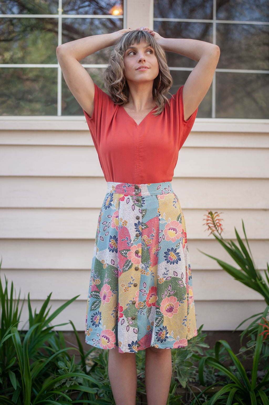 Bae Skirt in Patchwork Party Challis
