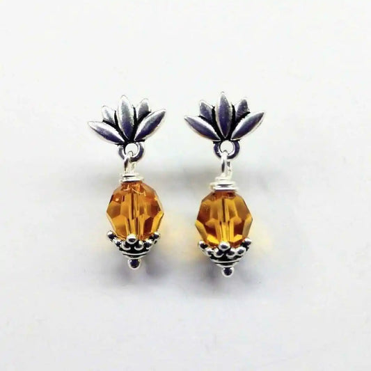 Silver Crystal Pineapple Steel Studded Earrings