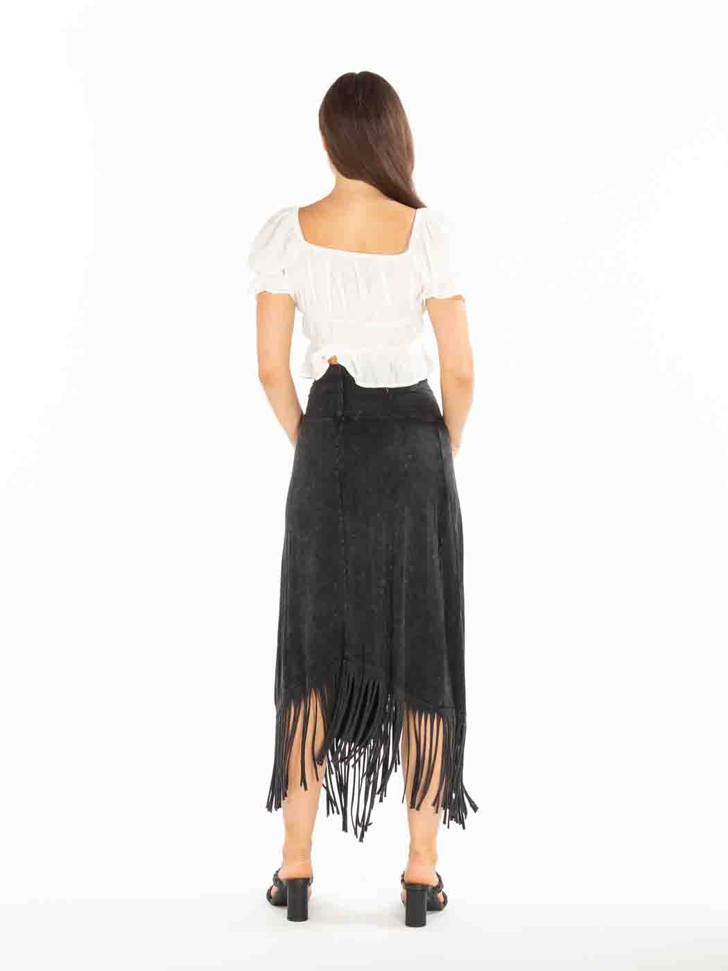 Tianello™ T-Party Knit "Paloma" Fringed Skirt
