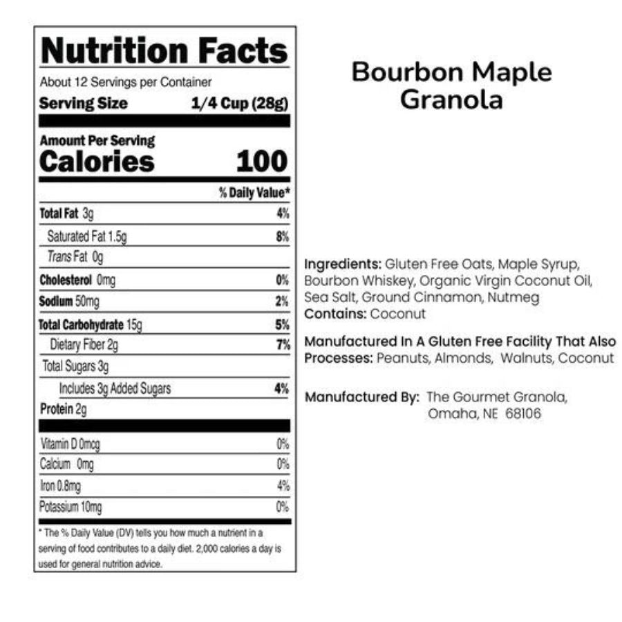 Bourbon Maple Granola | 12 oz | Gluten, Dairy, & Soy Free | The Gourmet Granola
