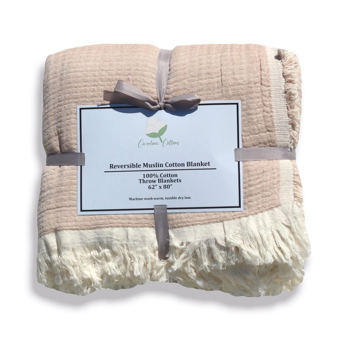 100% Cotton Reversible Muslin Throw Blankets 60" x 80"