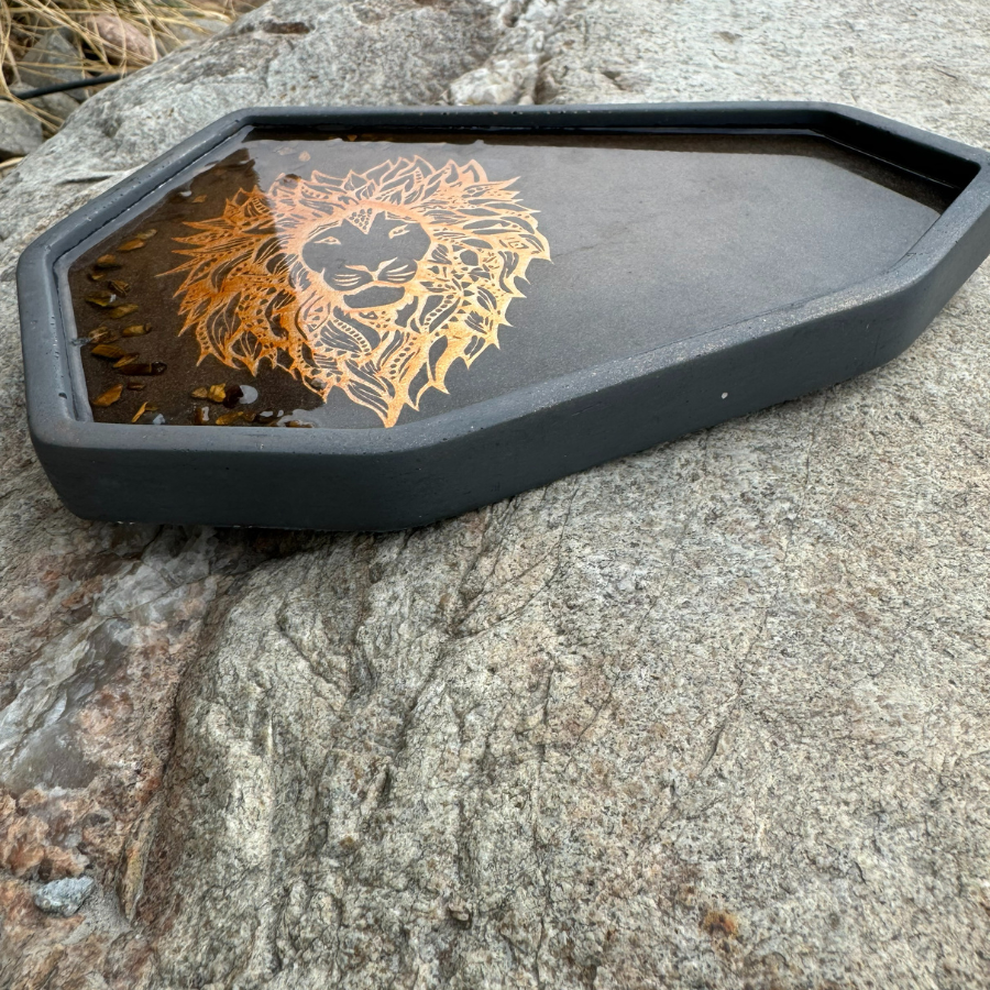 Concrete & Resin Decorative Pottery Tray | 9" x 6.75" | Color Crete Creations