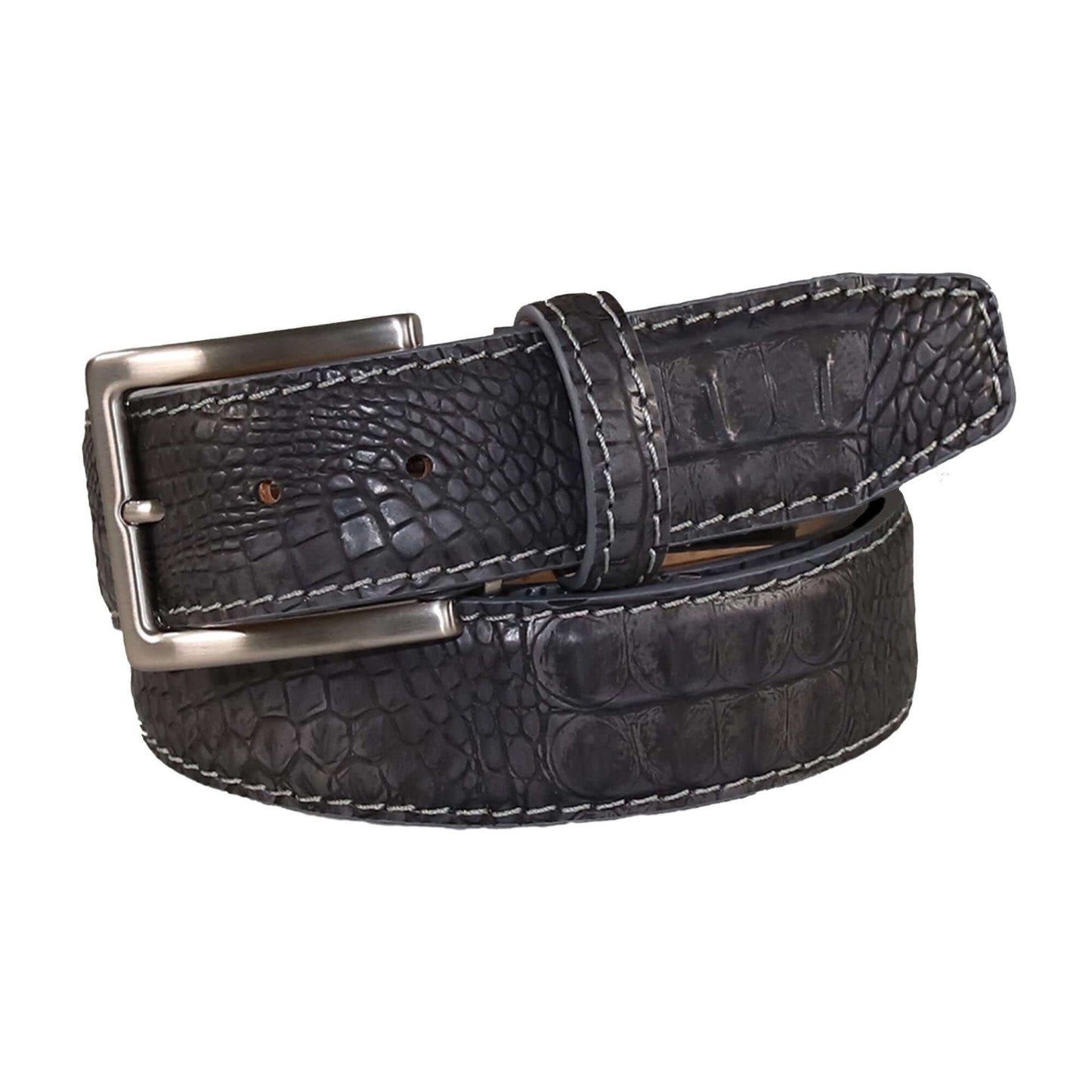 Vintage Gray Mock Croc Leather Belt