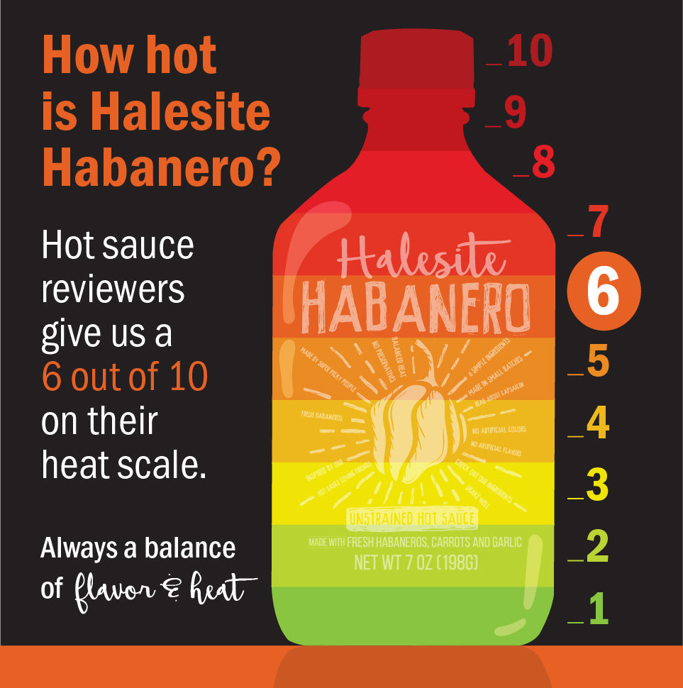 Halesite Habanero Small Batch Habanero Hot Sauce, 7 oz Glass Flask Bottle