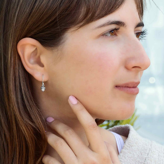 Sterling Silver Acorn Dangle Earrings – Nature-Inspired Woodland Jewelry