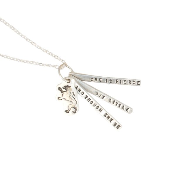 "And though she be but little she is fierce" - Shakespeare quote necklace