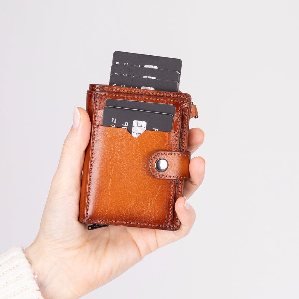 Andalusia Genuine Leather Pop-Up Cardholder with RFID Protection