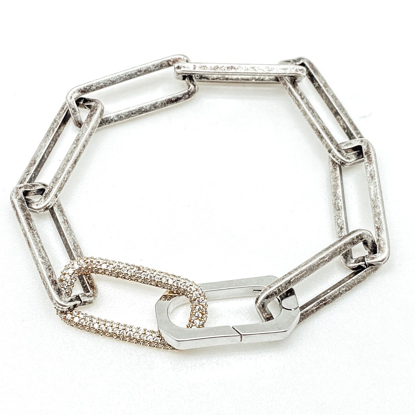 Silver Chunky Rectangle Paperclip Bracelet
