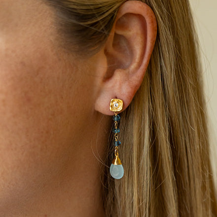 Aquamarine and London Blue Topaz Earrings