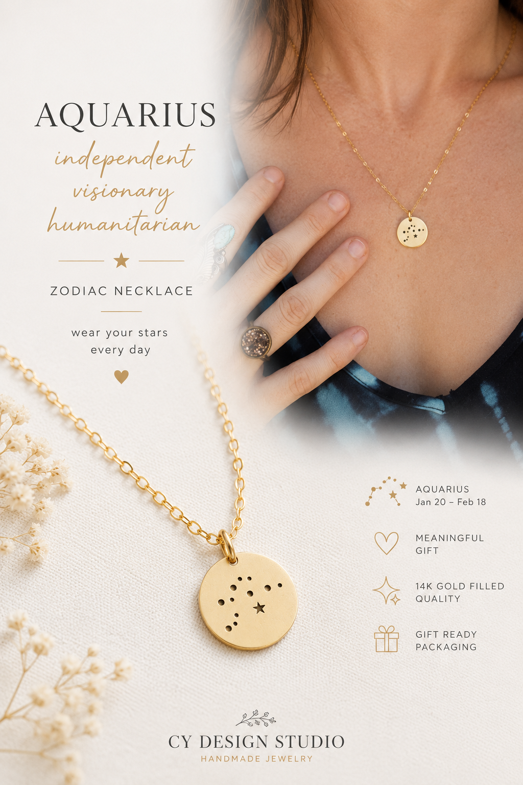 Aquarius Zodiac Necklace