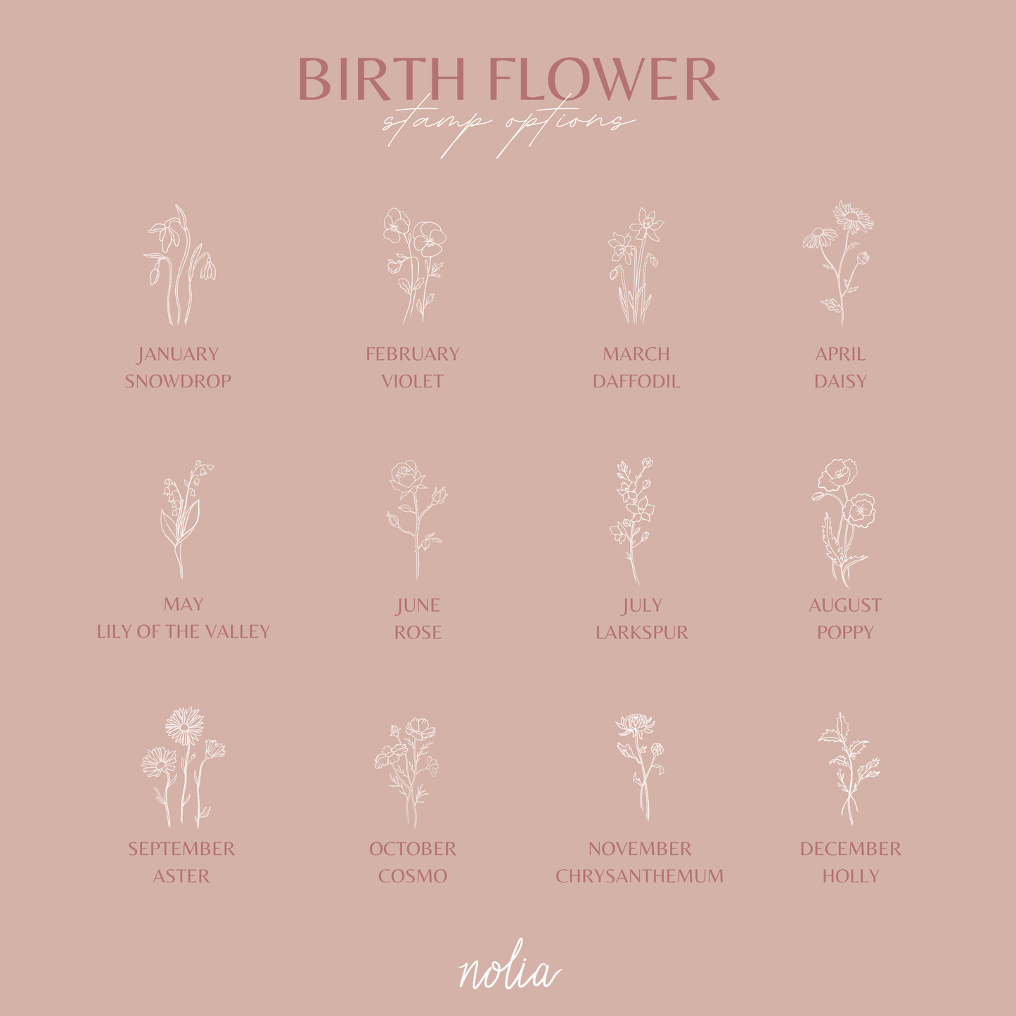 June Birth Flower Necklace • Rose