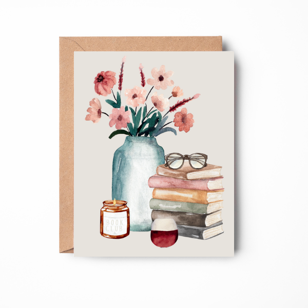 Book Club Watercolor Greeting Card