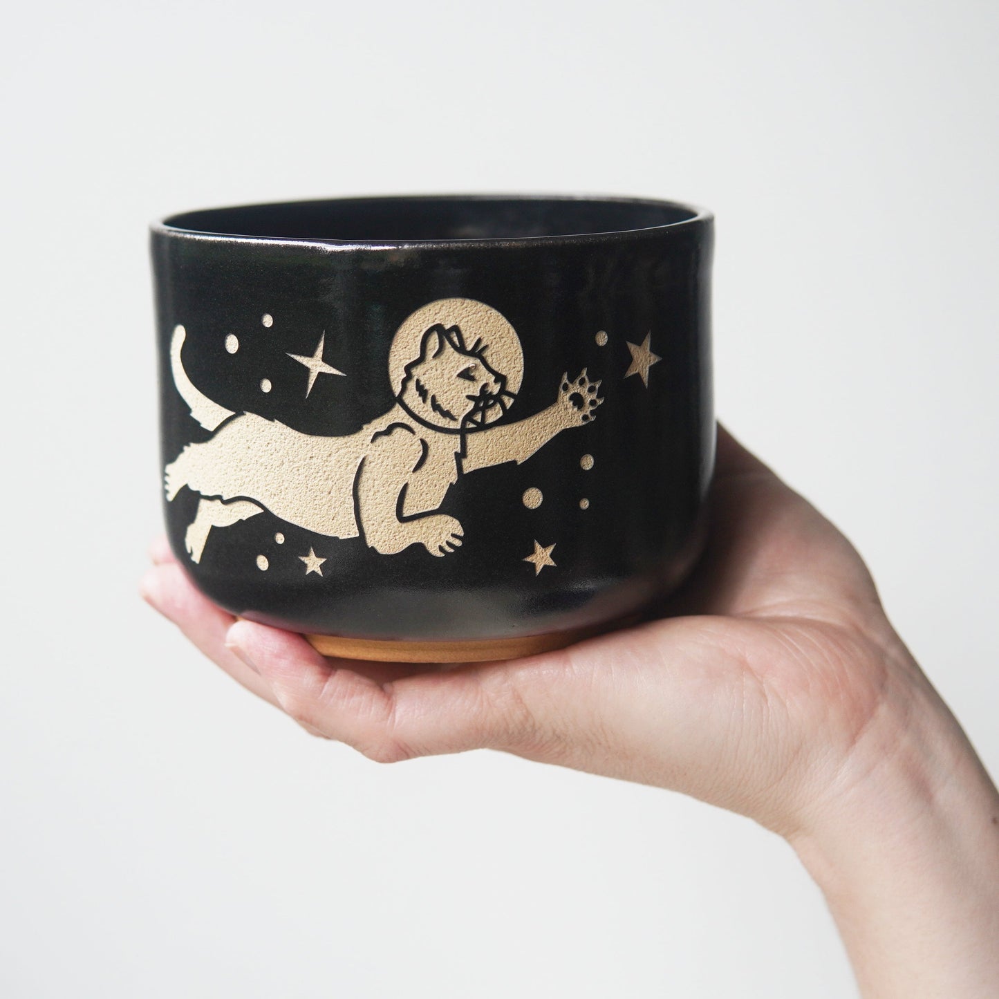 Space Cats Bowl, Farmhouse Style Handmade Pottery