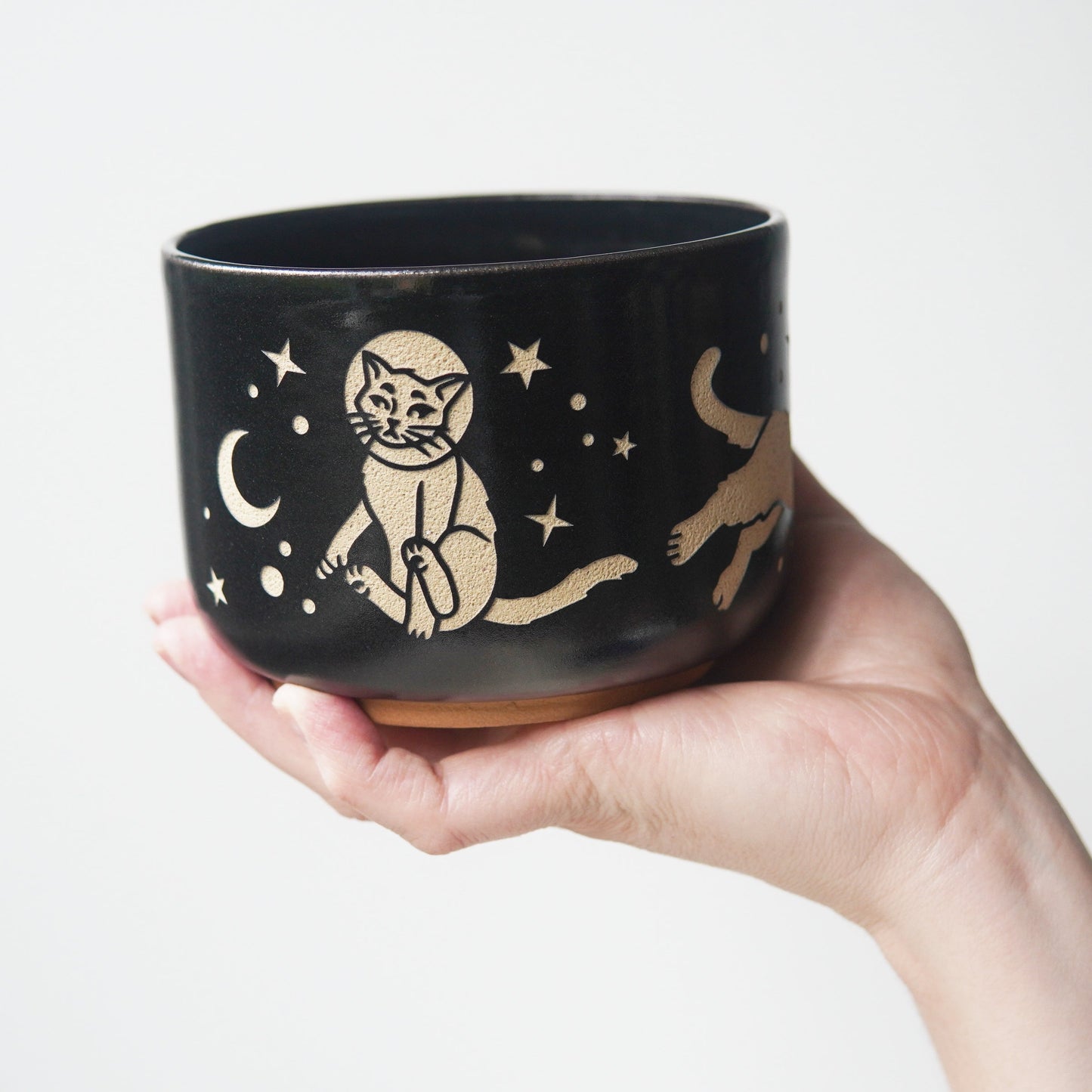 Space Cats Bowl, Farmhouse Style Handmade Pottery