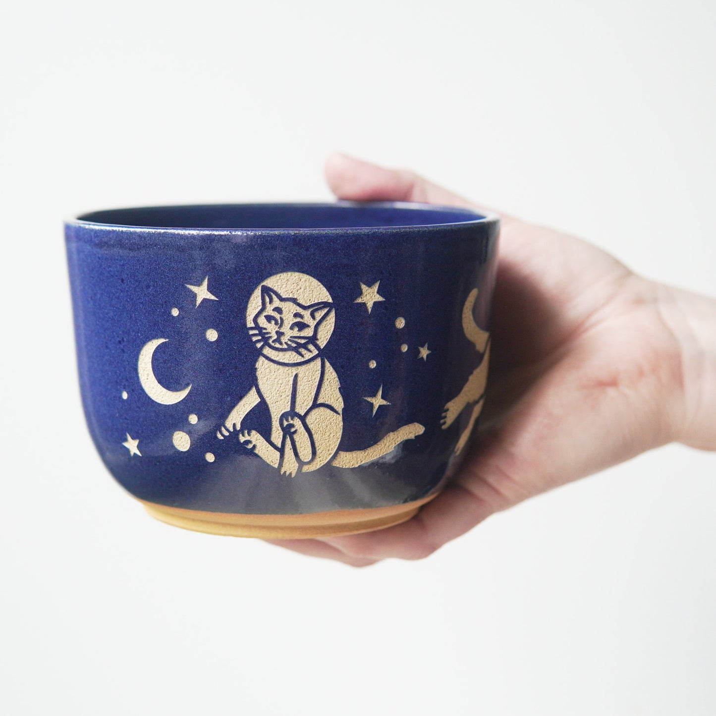 Space Cats Bowl, Farmhouse Style Handmade Pottery