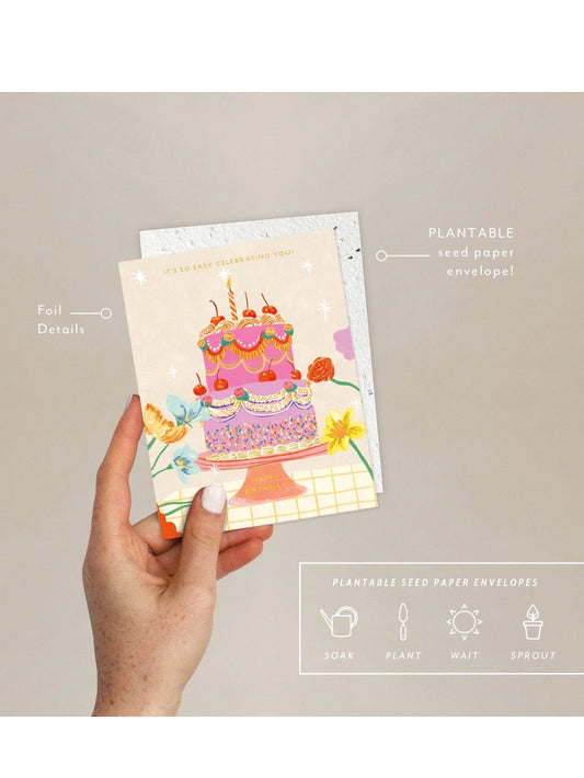 Cherry Cake - Seeded Birthday Card