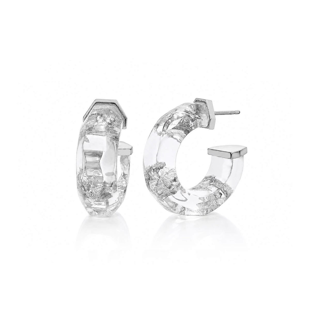 Faceted Lucite Huggie Hoop Earrings