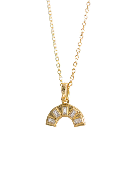 Gold Crystal Rainbow Necklace