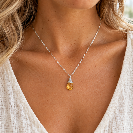 November Birthstone Necklace - Sterling Silver