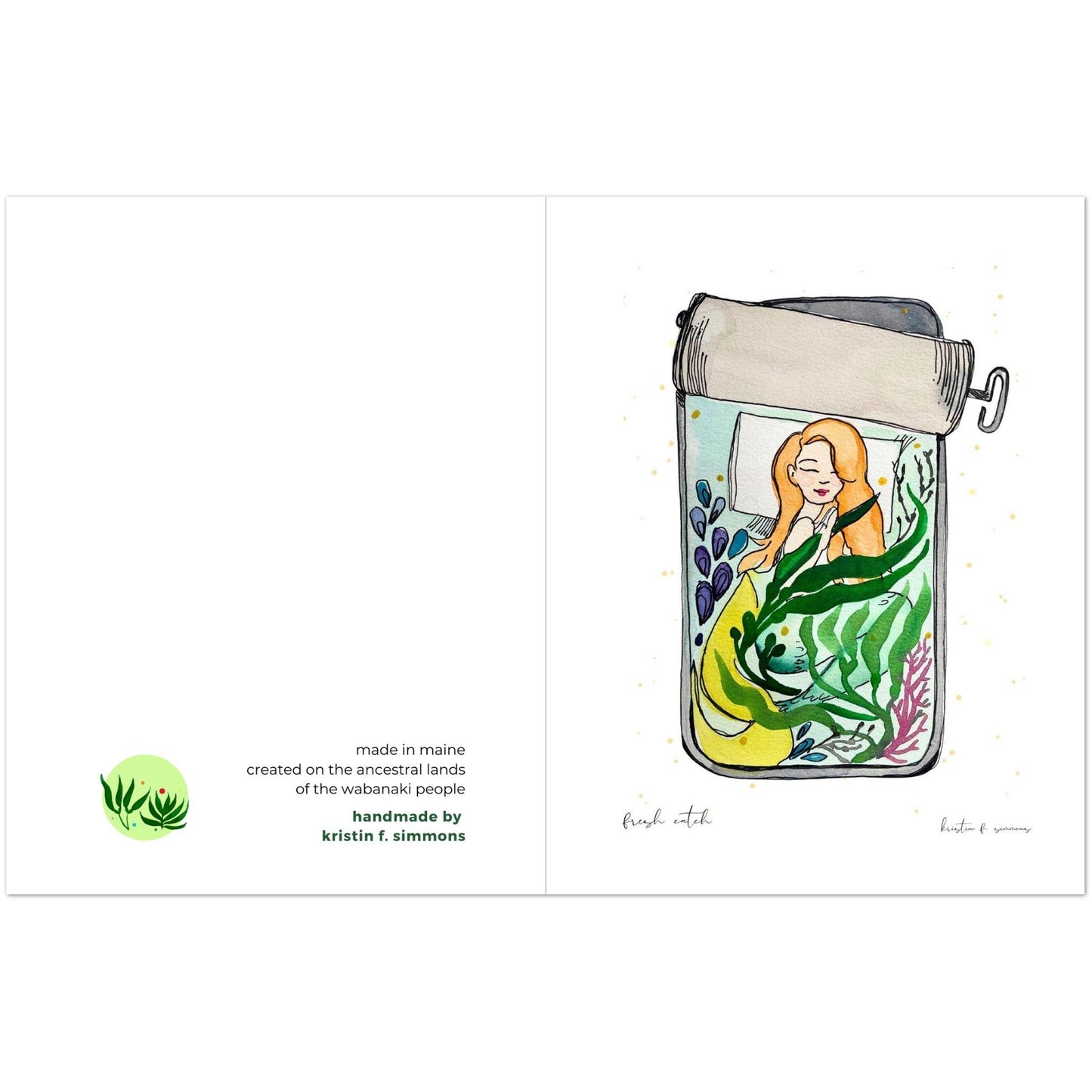 Luxury Notecards ~ Tinned Fish Mermaid - Pack of 4