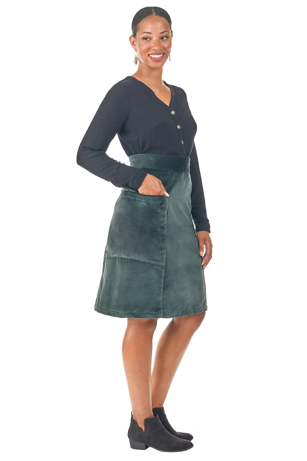 Atheno Skirt in Spruce Velvet