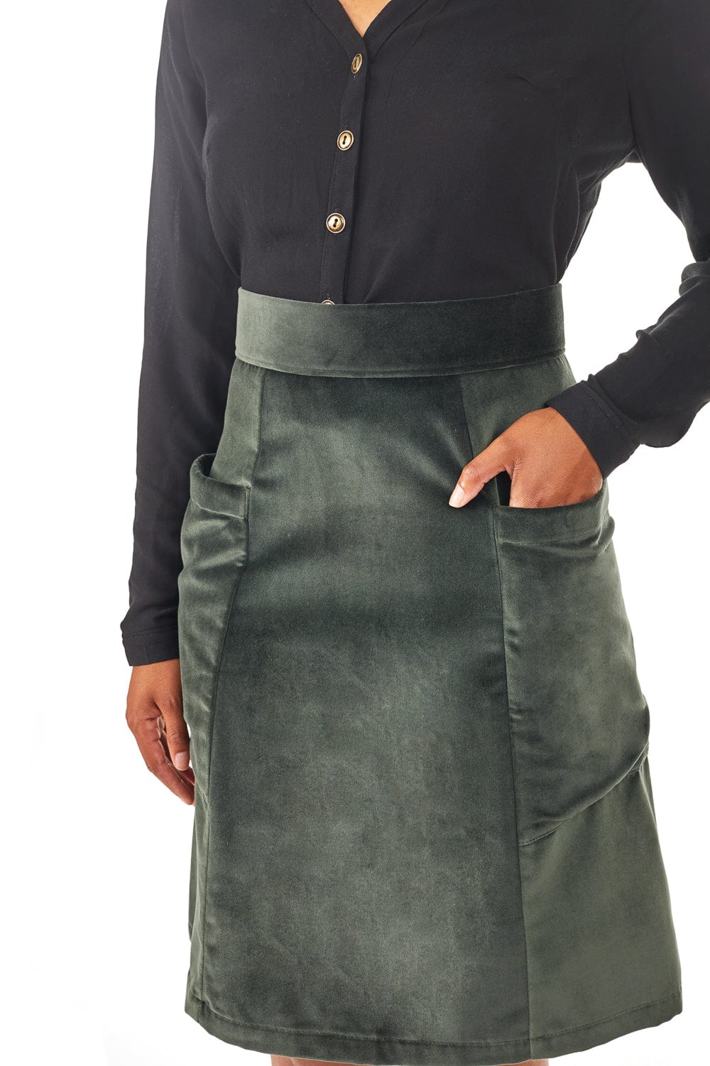 Atheno Skirt in Spruce Velvet