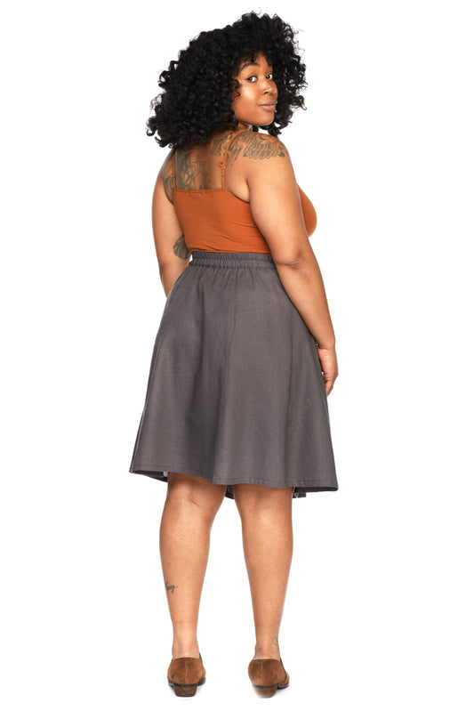 Bae Skirt in Charcoal Linen