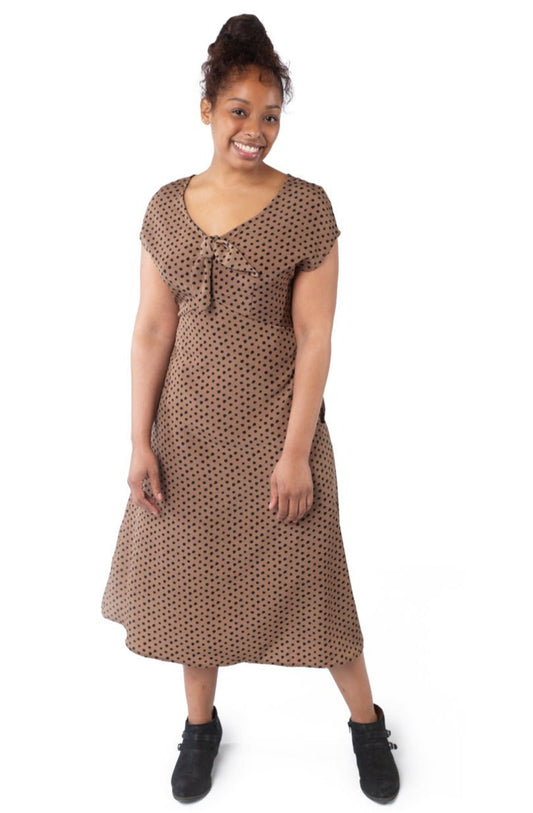 Tatiana Dress in Mocha Dot