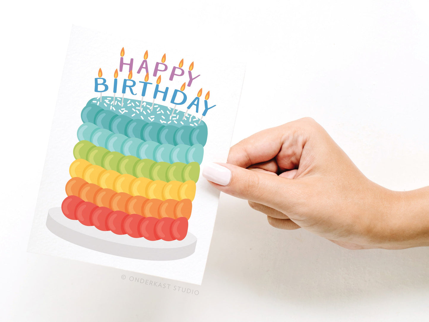 Happy Birthday Rainbow Cake Greeting Card *