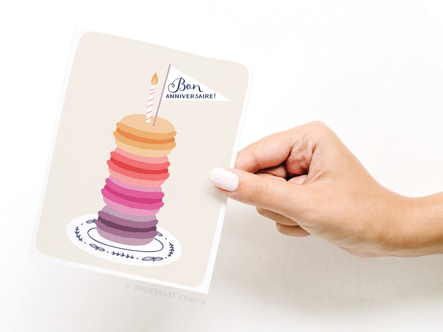 Bon Anniversaire Macarons Greeting Card *