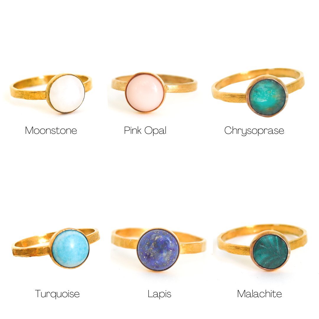 Gemstone Stacking Rings - Opal, Chrysoprase, Lapis, Malachite or Moonstone