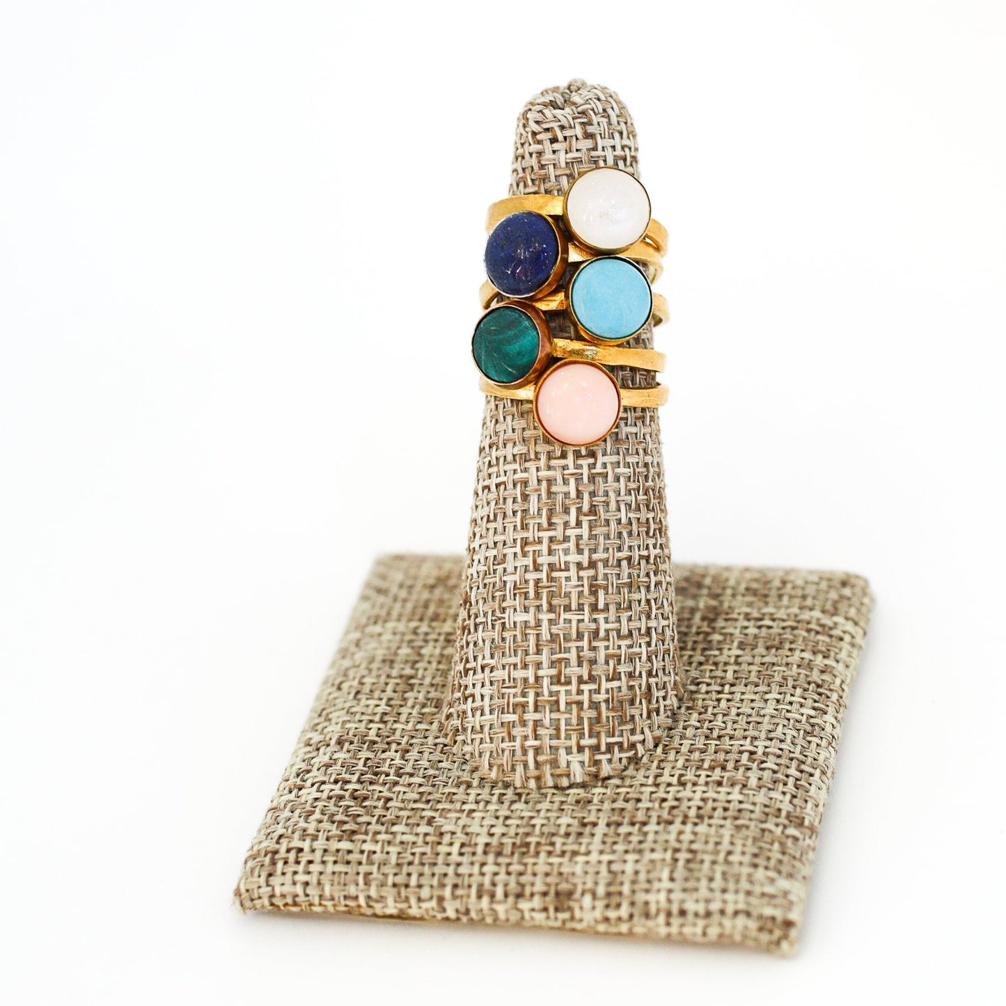 Gemstone Stacking Rings - Opal, Chrysoprase, Lapis, Malachite or Moonstone