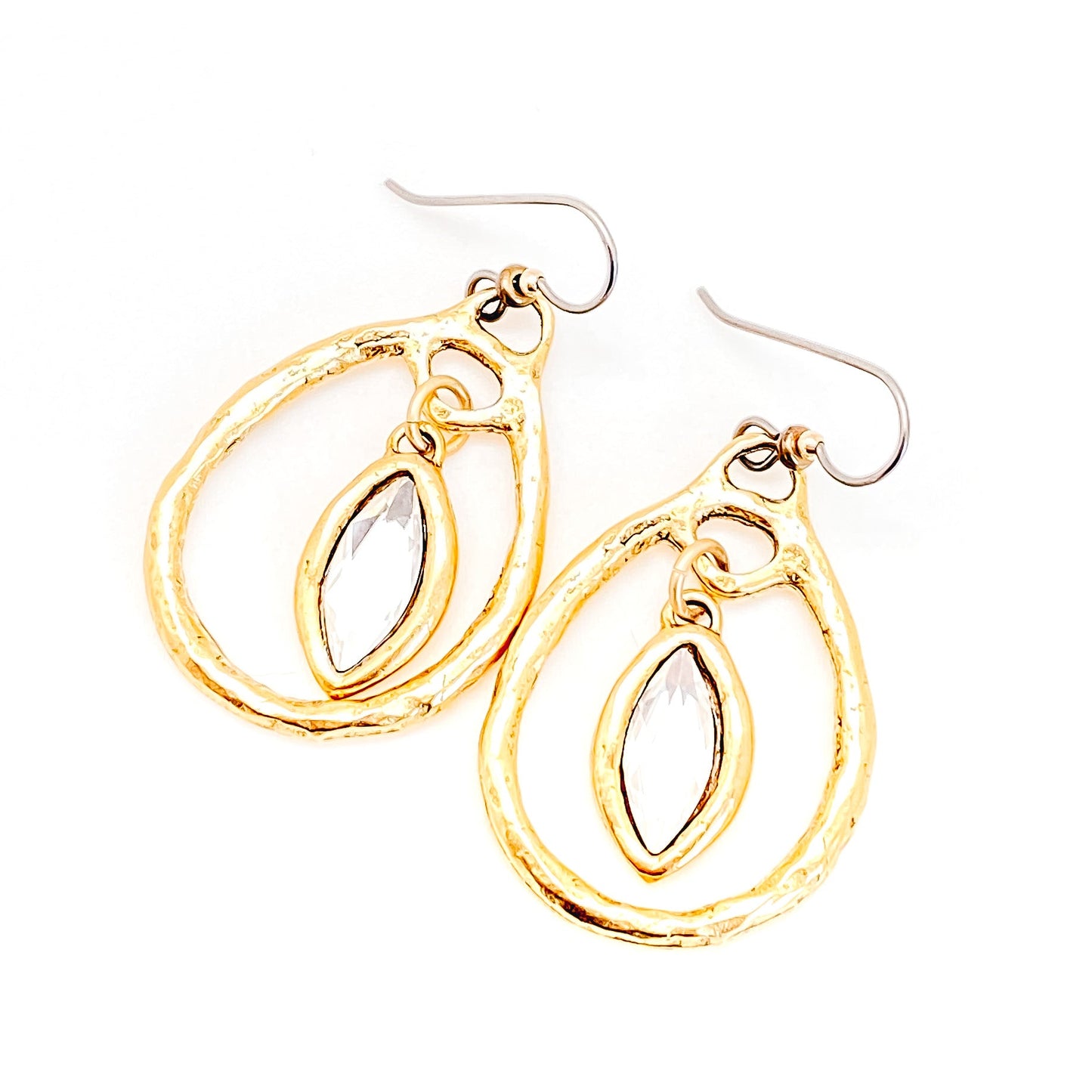 Gold Crystal Hoop Earrings