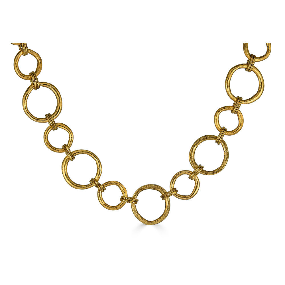 Gold Sculpted Circle Necklace