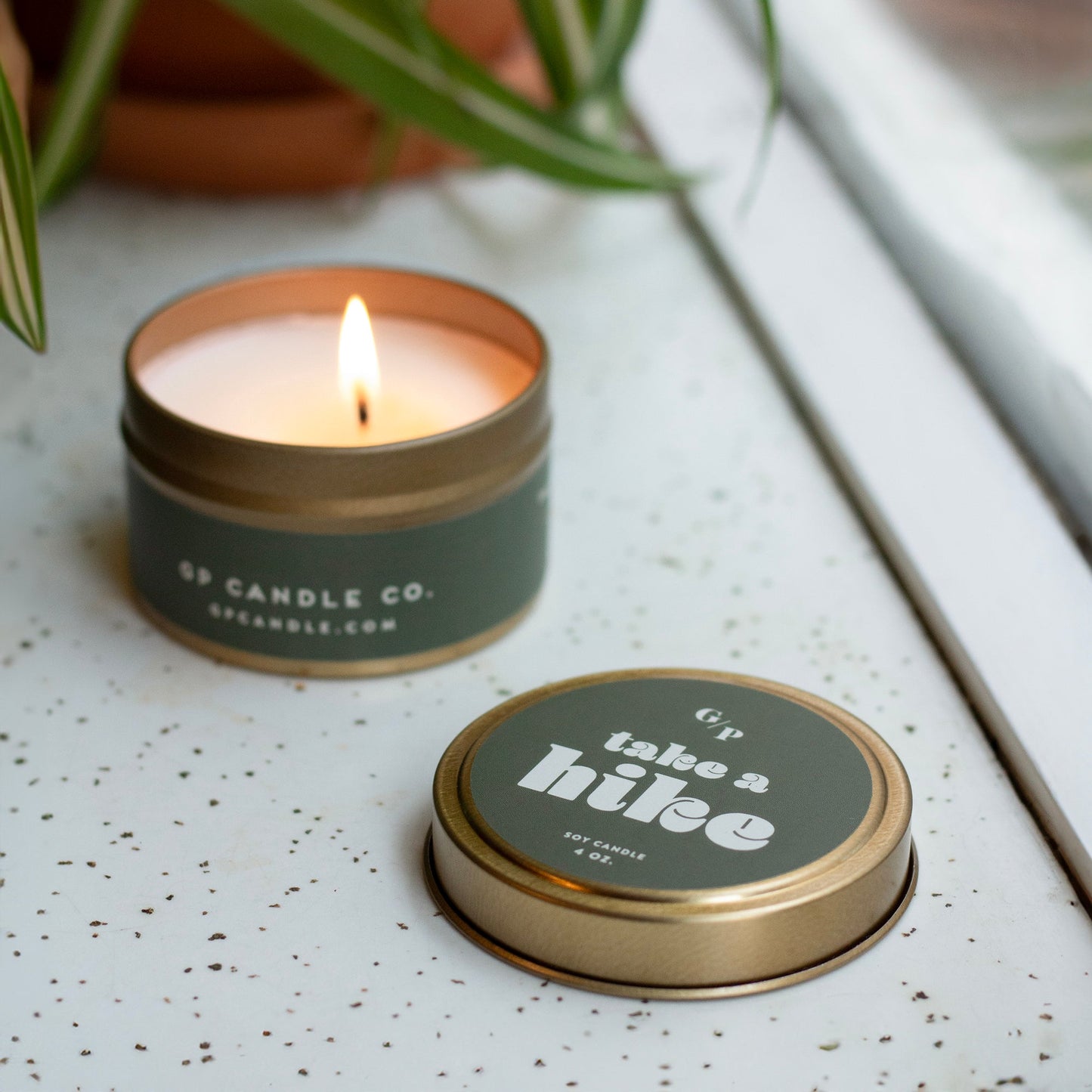 Take A Hike 4 oz. Just Because Candle Tin