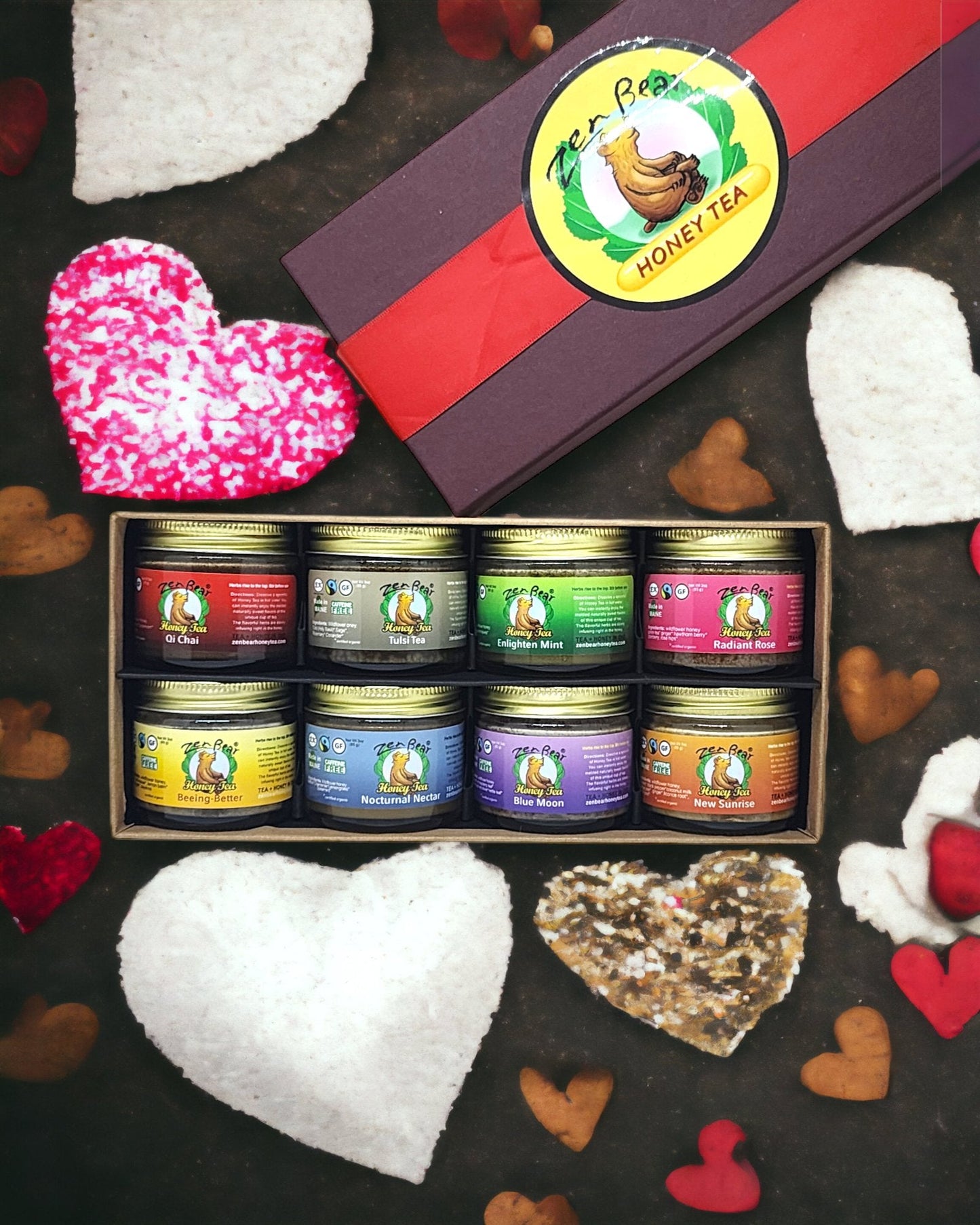 Zen Bear's Honey Tea Sampler โ 8 Natural Blends in a Gift-Ready Box