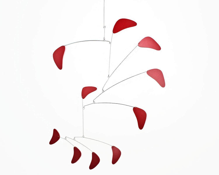 Cascade Style Kinetic Mobile – Modern Hanging Art in Red for Office or Home