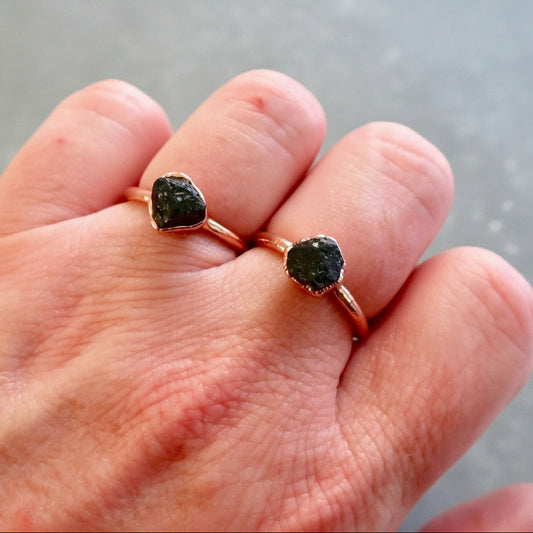Raw Black Tourmaline Ring - Handcrafted Copper Talisman For Grounding