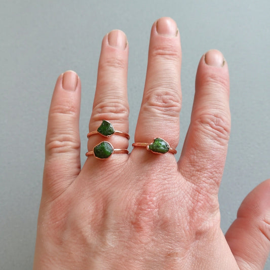 Handcrafted Copper Chrome Diopside Ring Crystal For Grounded Healing