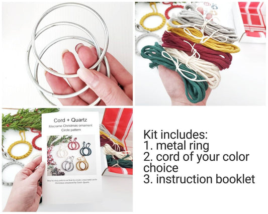 DIY Christmas ornament kit. Macrame christmas ornament set. Christmas craft kits for adults and kids. Boho ornament. Christmas home decor