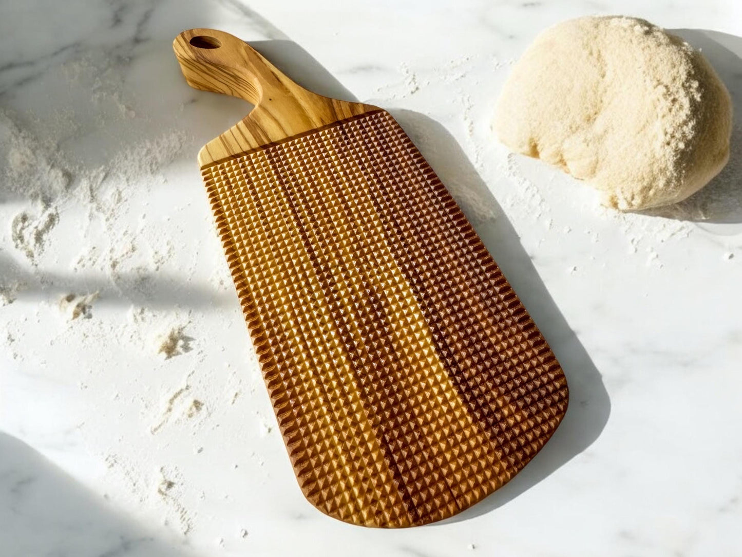 Olive Wood Gnocchi Board โ Deep Grooves for Classic Texture