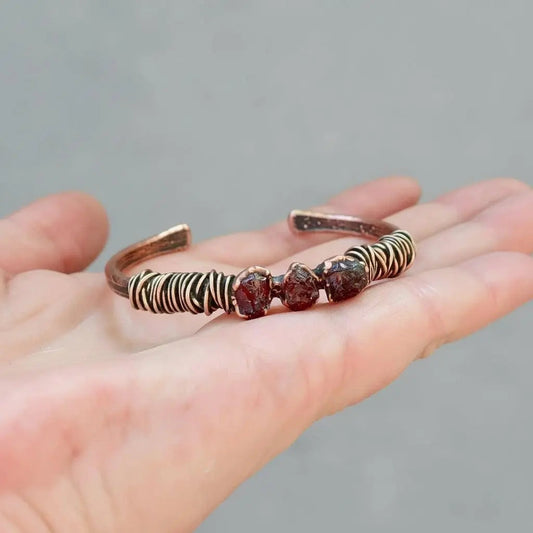 Raw Garnet Copper Cuff | Electroformed Copper Jewelry
