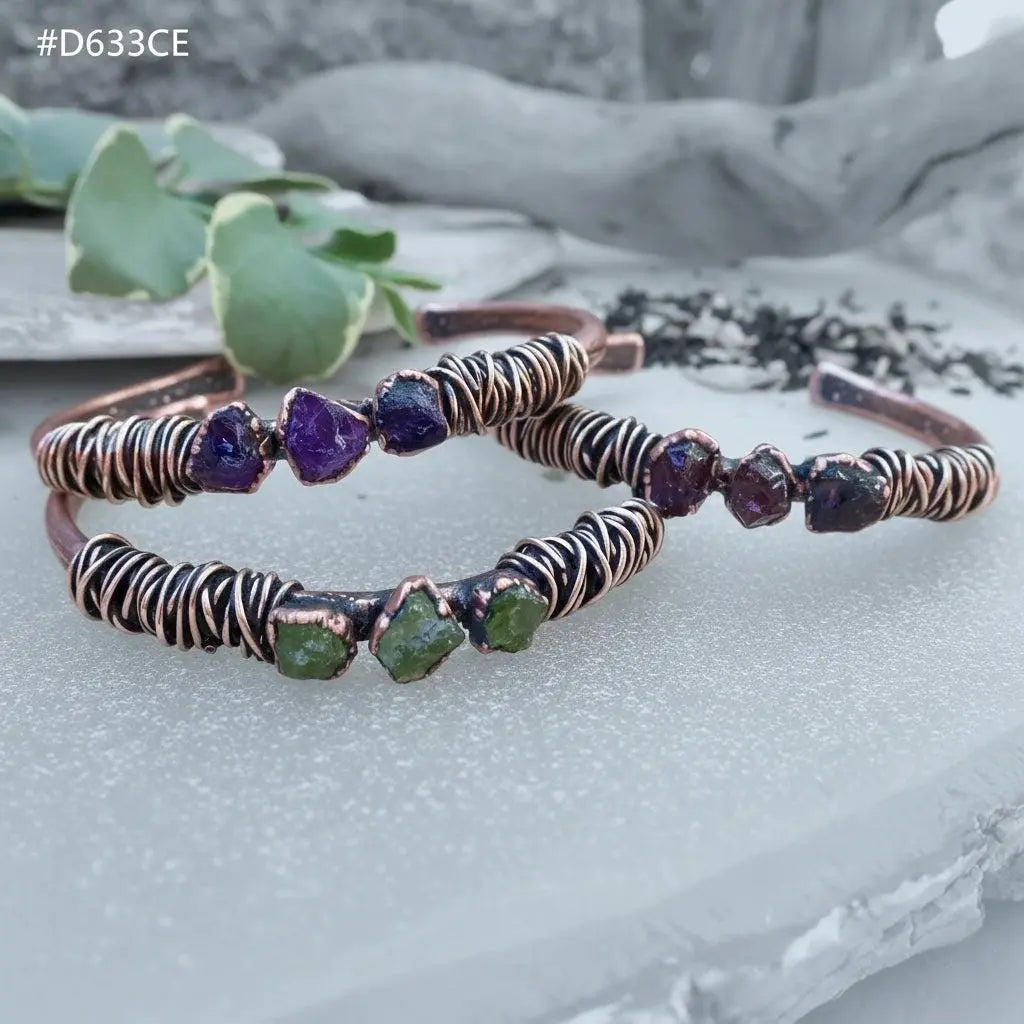 Raw Garnet Copper Cuff | Electroformed Copper Jewelry